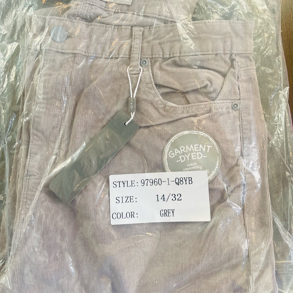 NWT Tractr Mona High rise corduroy jeans Garment Dyed Grey Pants